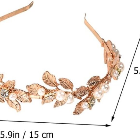 Pearls Leaf Headband Bridal Jewelry Rhinestone Hair Accessory for Women main image 4